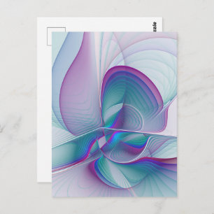 Moderne Abstracte roze blauwe turquoise Fractal Ar Briefkaart