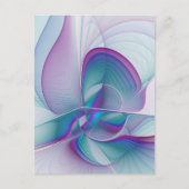 Moderne Abstracte roze blauwe turquoise Fractal Ar Briefkaart (Voorkant)