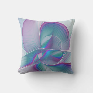 Moderne Abstracte roze blauwe turquoise Fractal Ar Buitenkussen