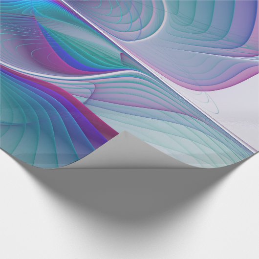 Moderne Abstracte roze blauwe turquoise Fractal Ar Cadeaupapier (Hoek)