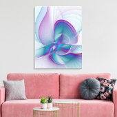 Moderne Abstracte roze blauwe turquoise Fractal Ar Canvas Afdruk (Insitu (Woonkamer))
