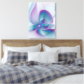 Moderne Abstracte roze blauwe turquoise Fractal Ar Canvas Afdruk (Insitu (Slaapkamer))