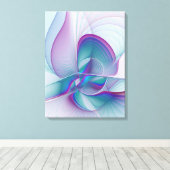 Moderne Abstracte roze blauwe turquoise Fractal Ar Canvas Afdruk (Insitu (Houten vloer))