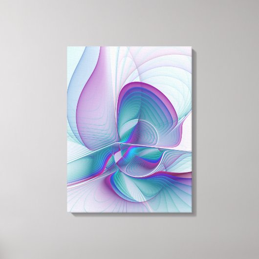 Moderne Abstracte roze blauwe turquoise Fractal Ar Canvas Afdruk (Voorkant)