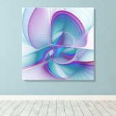 Moderne Abstracte roze blauwe turquoise Fractal Ar Canvas Afdruk (Insitu (Houten vloer))