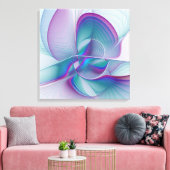 Moderne Abstracte roze blauwe turquoise Fractal Ar Canvas Afdruk (Insitu (Woonkamer))