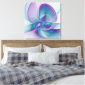 Moderne Abstracte roze blauwe turquoise Fractal Ar Canvas Afdruk (Insitu (Slaapkamer))