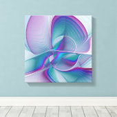Moderne Abstracte roze blauwe turquoise Fractal Ar Canvas Afdruk (Insitu (Houten vloer))