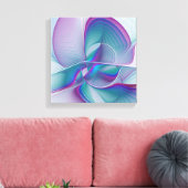 Moderne Abstracte roze blauwe turquoise Fractal Ar Canvas Afdruk (Insitu (Woonkamer))