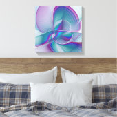 Moderne Abstracte roze blauwe turquoise Fractal Ar Canvas Afdruk (Insitu (Slaapkamer))