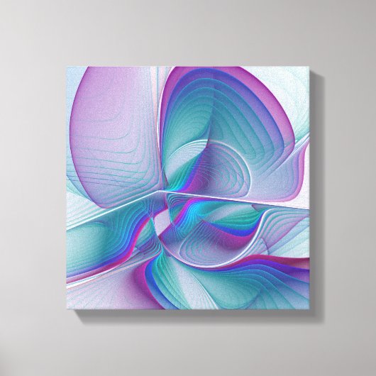 Moderne Abstracte roze blauwe turquoise Fractal Ar Canvas Afdruk (Voorkant)