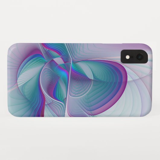 Moderne Abstracte roze blauwe turquoise Fractal Ar Case-Mate iPhone Case (Achterkant (horizontaal))