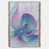 Moderne Abstracte roze blauwe turquoise Fractal Ar Deken (Voorkant Verticaal)