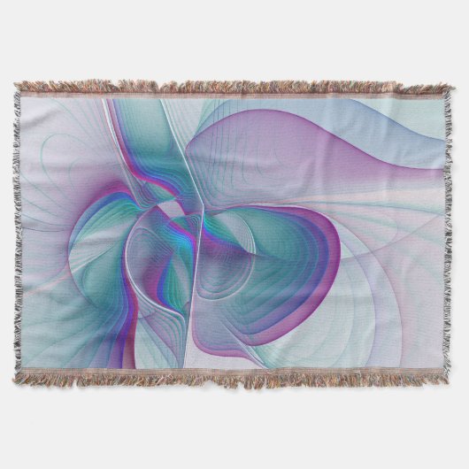 Moderne Abstracte roze blauwe turquoise Fractal Ar Deken (Voorkant)