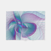 Moderne Abstracte roze blauwe turquoise Fractal Ar Fleece Deken (Voorkant (Horizontaal))