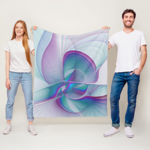 Moderne Abstracte roze blauwe turquoise Fractal Ar Fleece Deken