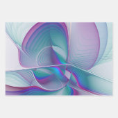 Moderne Abstracte roze blauwe turquoise Fractal Ar Inpakpapier Vel (Voorkant 2)