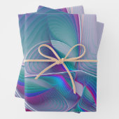 Moderne Abstracte roze blauwe turquoise Fractal Ar Inpakpapier Vel (In situ)