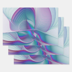 Moderne Abstracte roze blauwe turquoise Fractal Ar Inpakpapier Vel