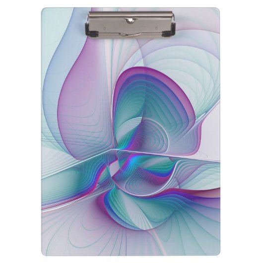 Moderne Abstracte roze blauwe turquoise Fractal Ar Klembord (Voorkant)