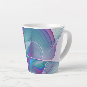 Moderne Abstracte roze blauwe turquoise Fractal Ar Latte Mok