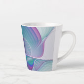 Moderne Abstracte roze blauwe turquoise Fractal Ar Latte Mok (Rechts)