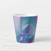Moderne Abstracte roze blauwe turquoise Fractal Ar Latte Mok (Voorkant)