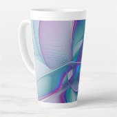 Moderne Abstracte roze blauwe turquoise Fractal Ar Latte Mok (Linkerhoek)