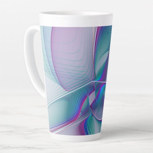 Moderne Abstracte roze blauwe turquoise Fractal Ar Latte Mok (Linkerhoek)