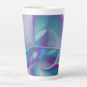 Moderne Abstracte roze blauwe turquoise Fractal Ar Latte Mok (Voorkant)