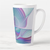 Moderne Abstracte roze blauwe turquoise Fractal Ar Latte Mok (Rechts)