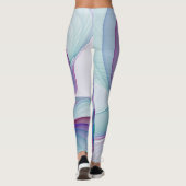 Moderne Abstracte roze blauwe turquoise Fractal Ar Leggings (Achterkant)