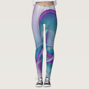 Moderne Abstracte roze blauwe turquoise Fractal Ar Leggings