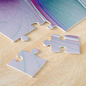 Moderne Abstracte roze blauwe turquoise Fractal Ar Legpuzzel (Zijkant)