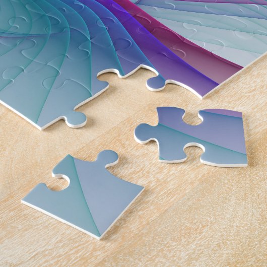 Moderne Abstracte roze blauwe turquoise Fractal Ar Legpuzzel (Zijkant)