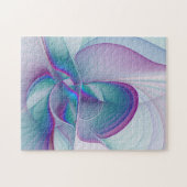Moderne Abstracte roze blauwe turquoise Fractal Ar Legpuzzel (Horizontaal)