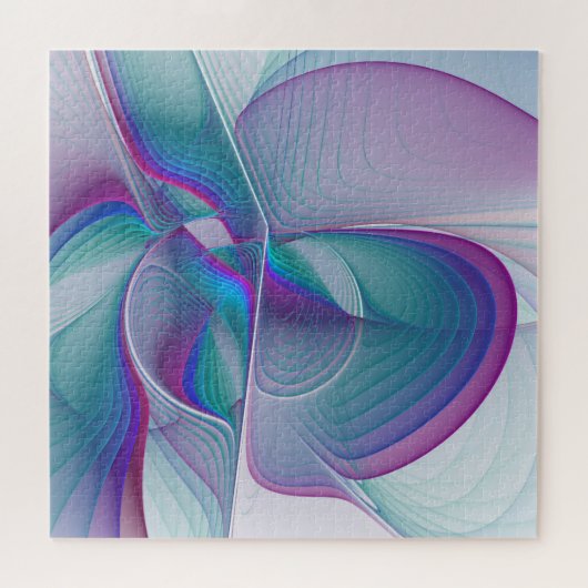 Moderne Abstracte roze blauwe turquoise Fractal Ar Legpuzzel (Horizontaal)
