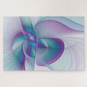 Moderne Abstracte roze blauwe turquoise Fractal Ar Legpuzzel (Horizontaal)