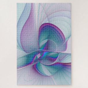 Moderne Abstracte roze blauwe turquoise Fractal Ar Legpuzzel