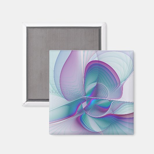 Moderne Abstracte roze blauwe turquoise Fractal Ar Magneet (Voorkant / Achterkant)