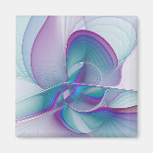 Moderne Abstracte roze blauwe turquoise Fractal Ar Magneet (Voorkant)