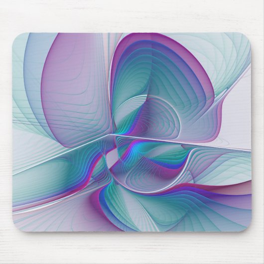 Moderne Abstracte roze blauwe turquoise Fractal Ar Muismat (Voorkant)