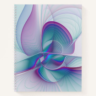 Moderne Abstracte roze blauwe turquoise Fractal Ar Notitieboek