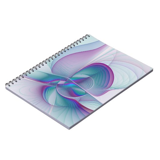 Moderne Abstracte roze blauwe turquoise Fractal Ar Notitieboek (Linkerzijde)