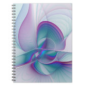 Moderne Abstracte roze blauwe turquoise Fractal Ar Notitieboek (Voorkant)