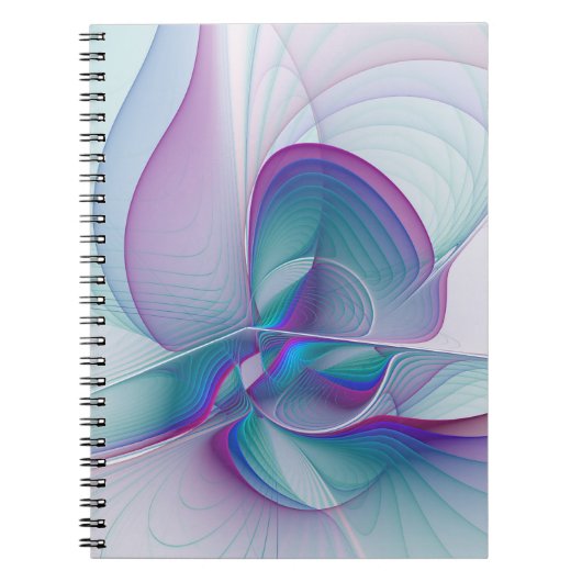 Moderne Abstracte roze blauwe turquoise Fractal Ar Notitieboek (Voorkant)