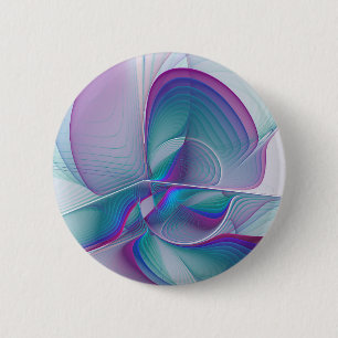 Moderne Abstracte roze blauwe turquoise Fractal Ar Ronde Button 5,7 Cm