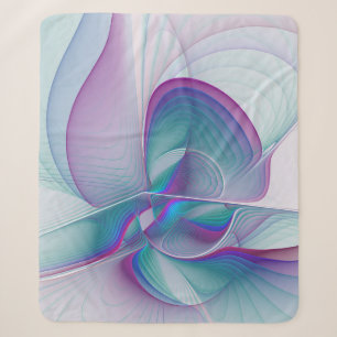 Moderne Abstracte roze blauwe turquoise Fractal Ar Sherpa Deken