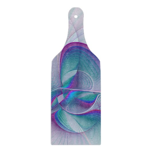 Moderne Abstracte roze blauwe turquoise Fractal Ar Snijplank (Voorkant)