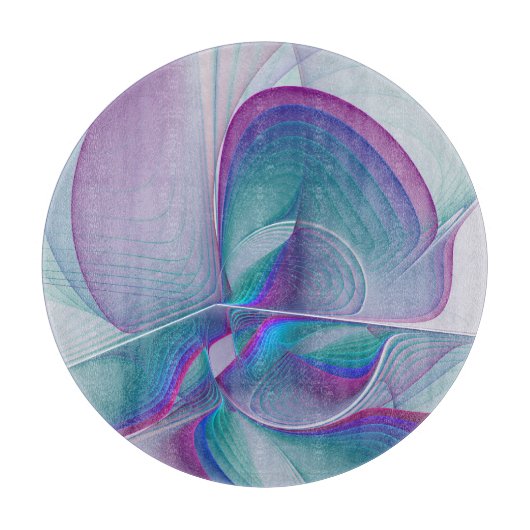 Moderne Abstracte roze blauwe turquoise Fractal Ar Snijplank (Voorkant)